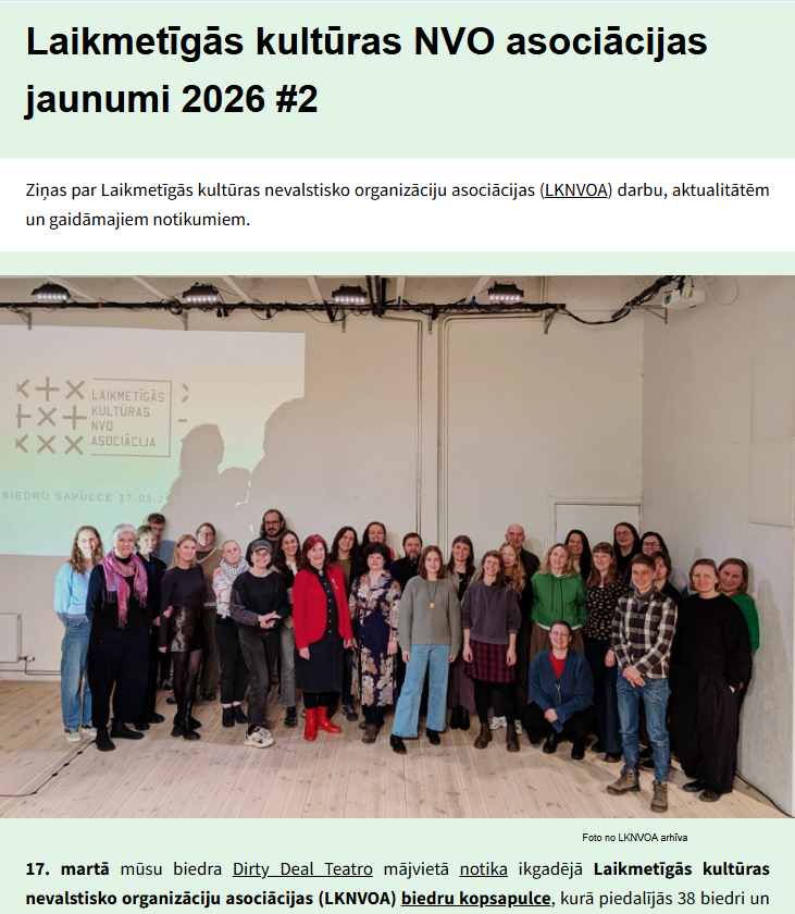 Publicēta vēstkopā LKNVOA jaunumi un nozares aktualitātes 2026 #2